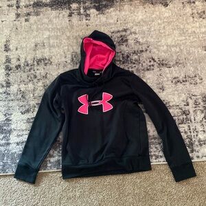 Women’s medium underarmour hoodie belack with pink symbol